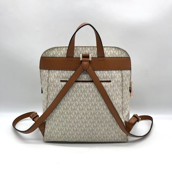 Micahel Kors Vanilla Monogram Canvas Rhea Slim Backpack - Picture 2 of 10